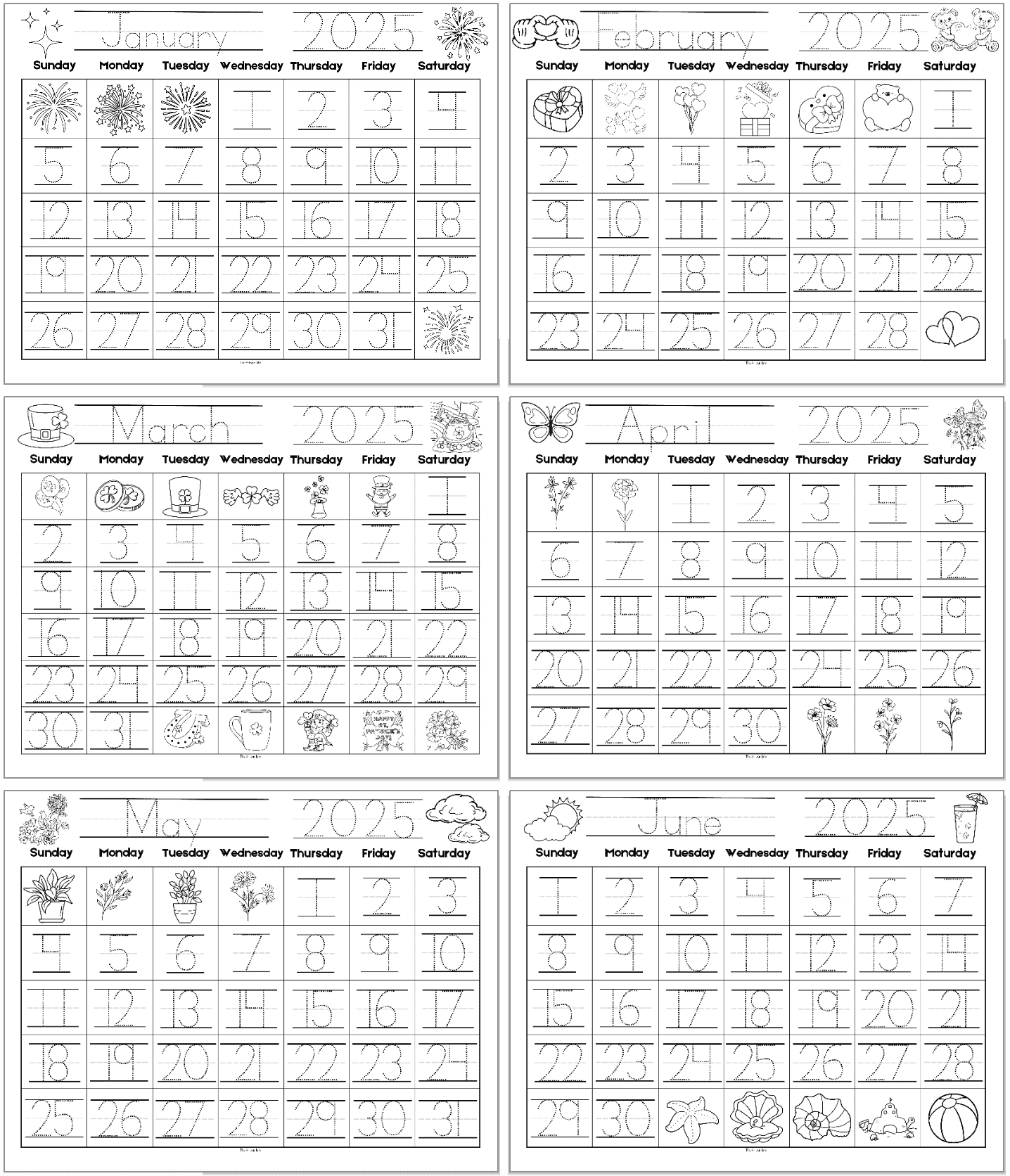Free Printable Traceable Calendars For Kids The Artisan Life Free Printable Traceable Calendars For Kids The Artisan Life