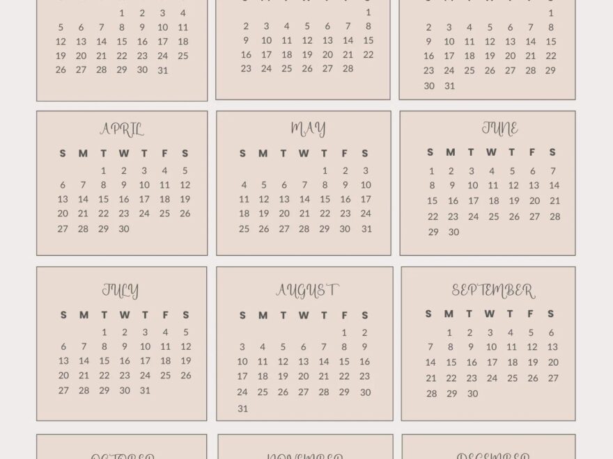 Free Printable Year At A Glance Calendar 2025 CalendarKart