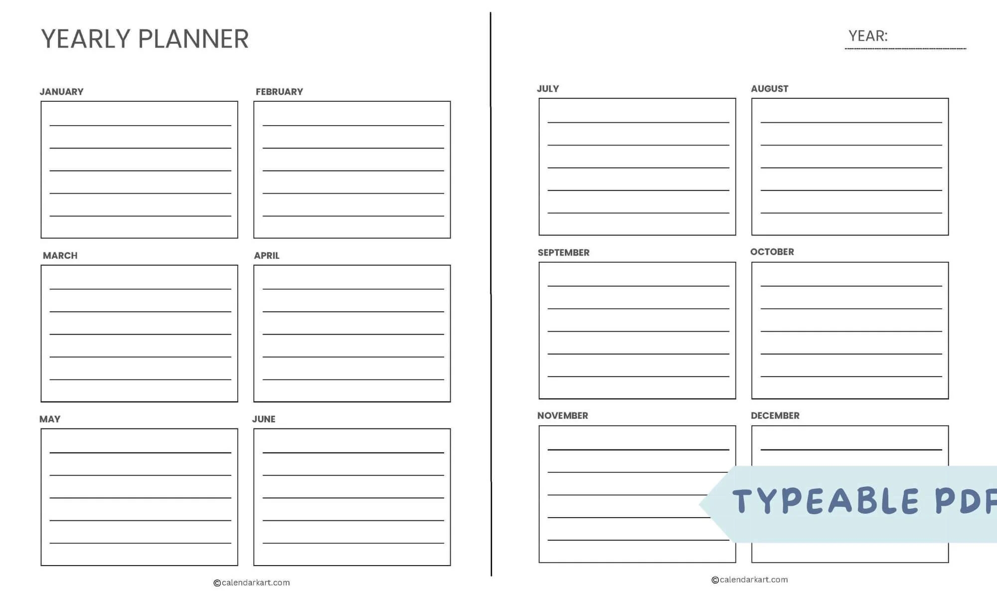 Yearly Calendar 2025 Blank