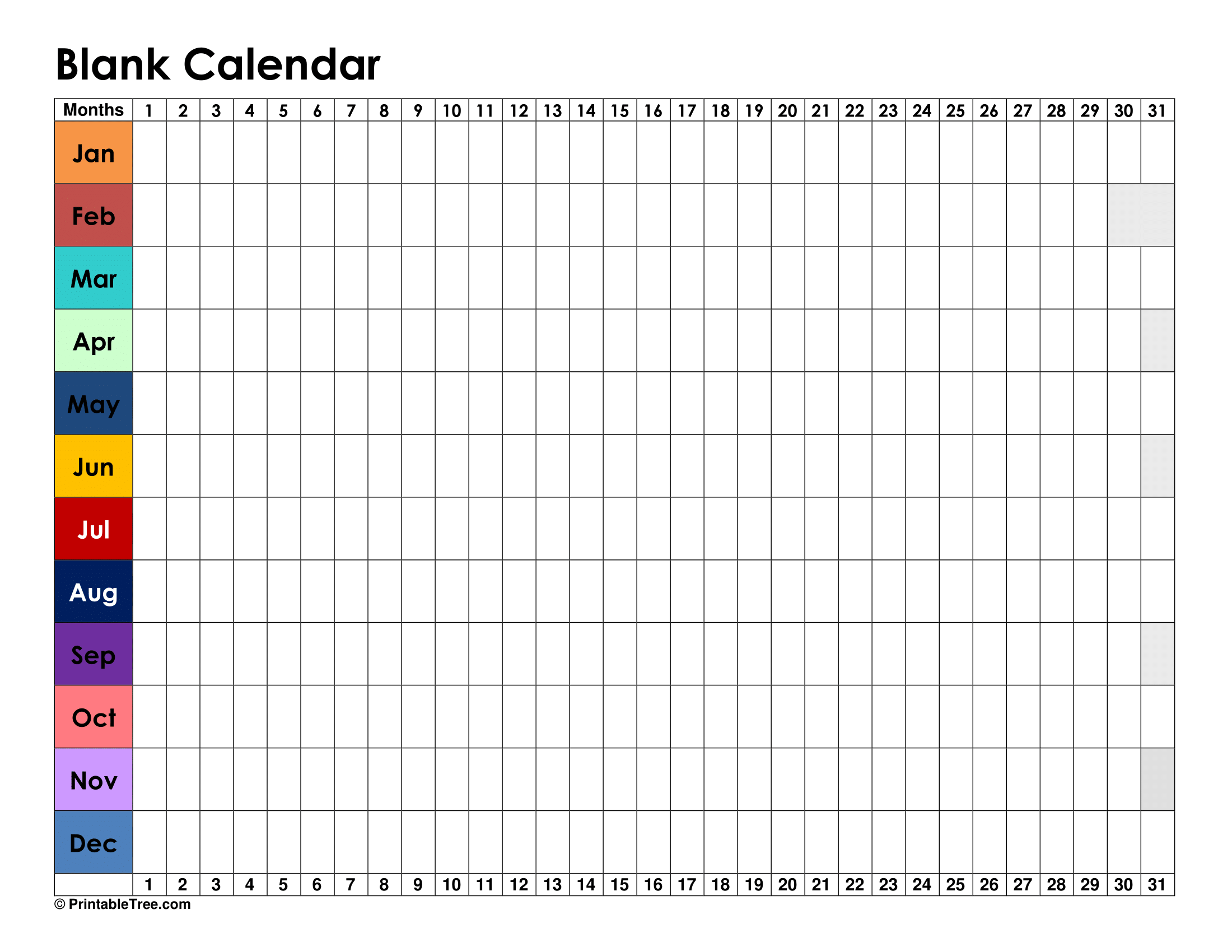 Free Printable Yearly 2025 Blank Calendar Templates PDF Printable Tree