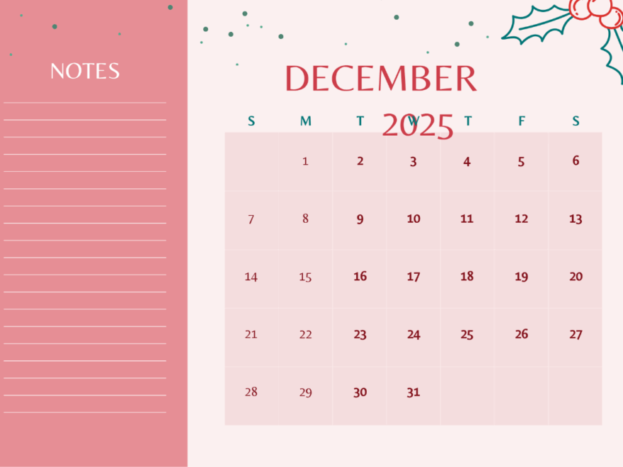 Free Professional December 2025 Calendar Wall Template To Edit Online
