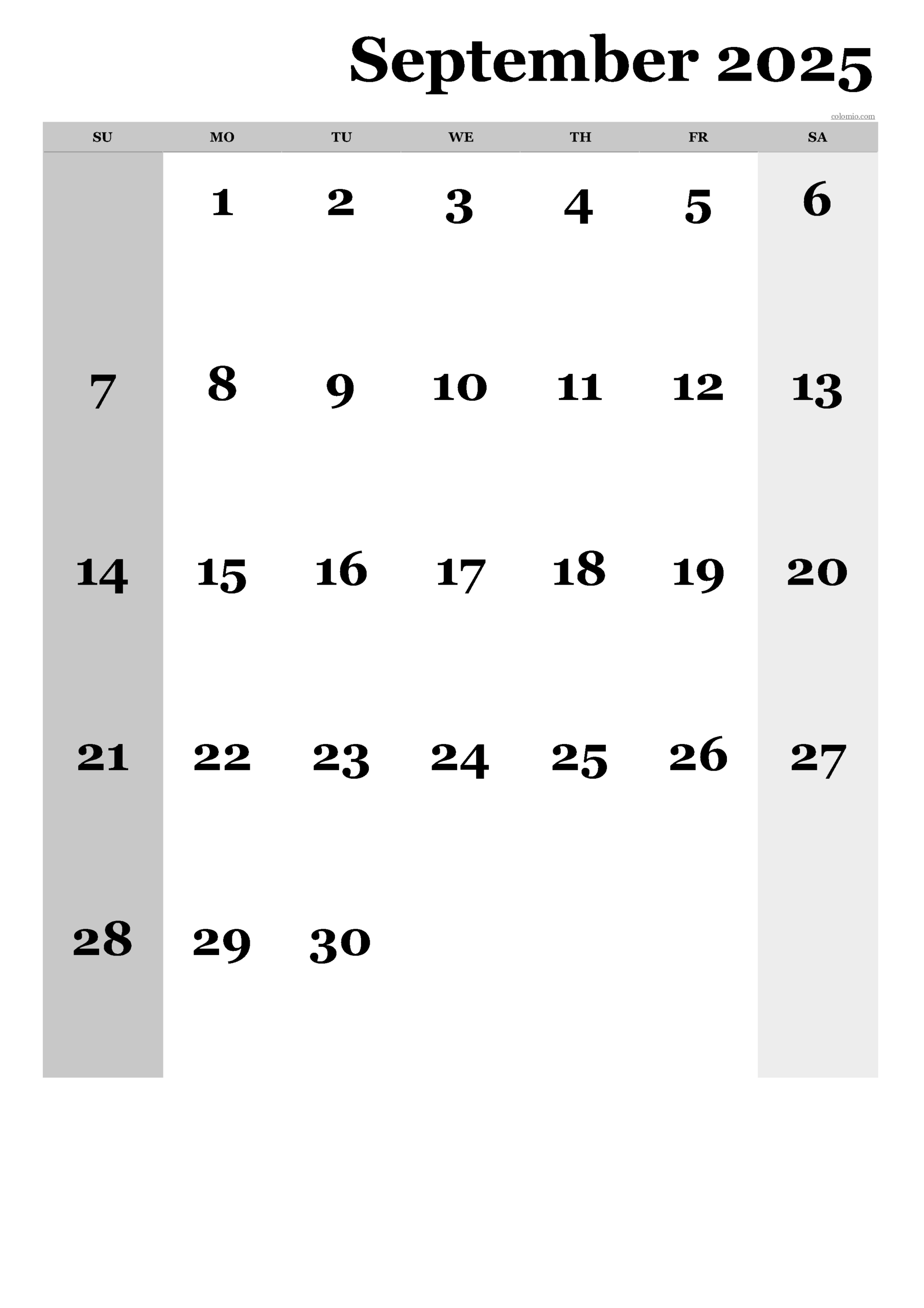 Calendar August September 2025