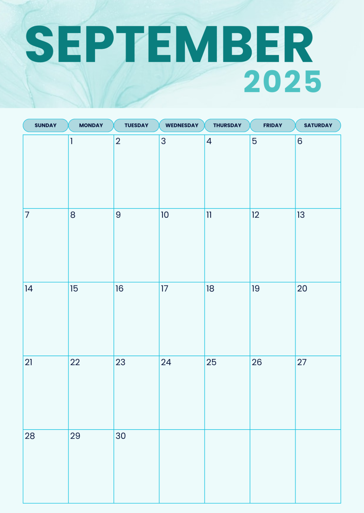Free Simple Portrait September 2025 Calendar Template To Edit Online