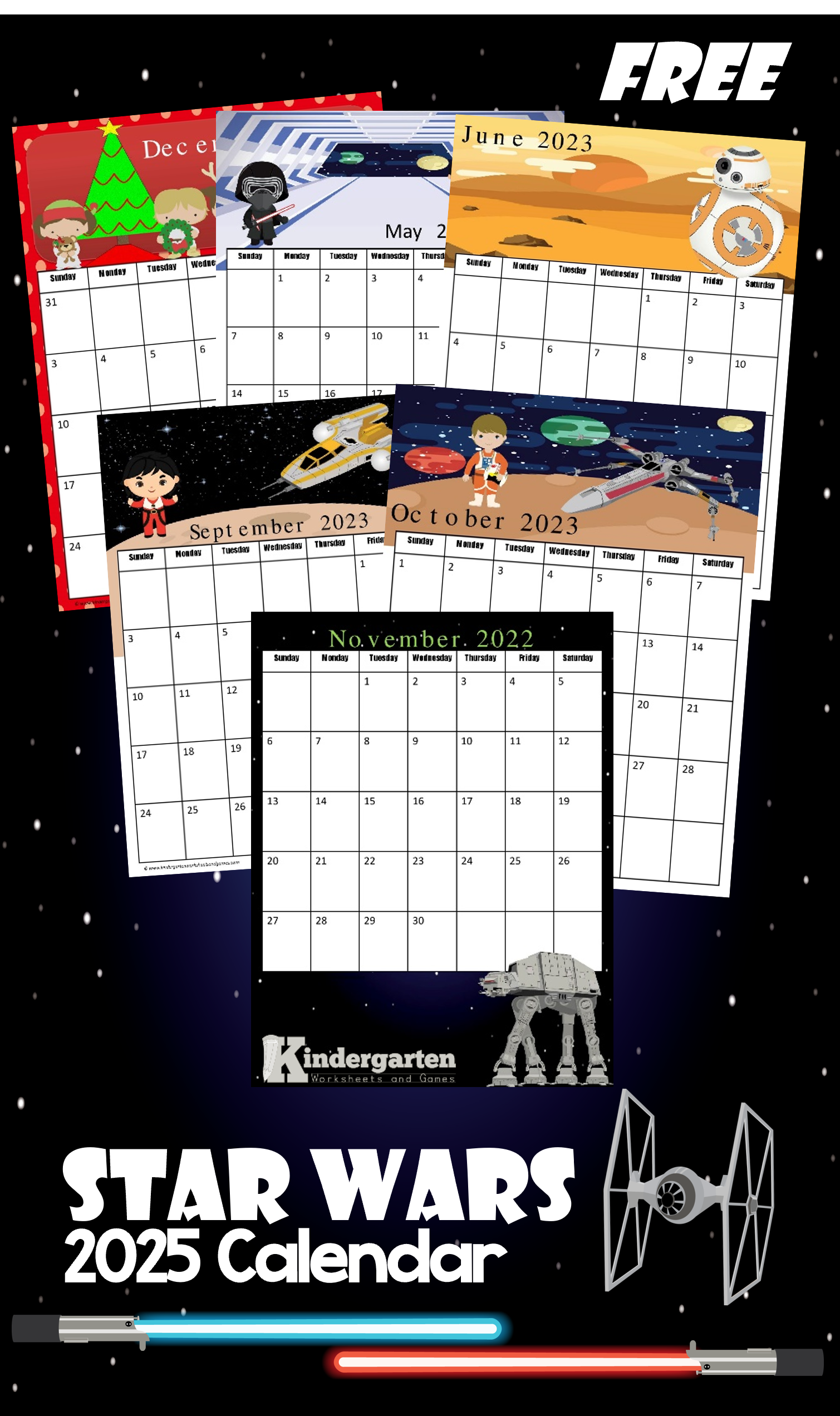 FREE Star Wars Calendar 2025 2026 Printable