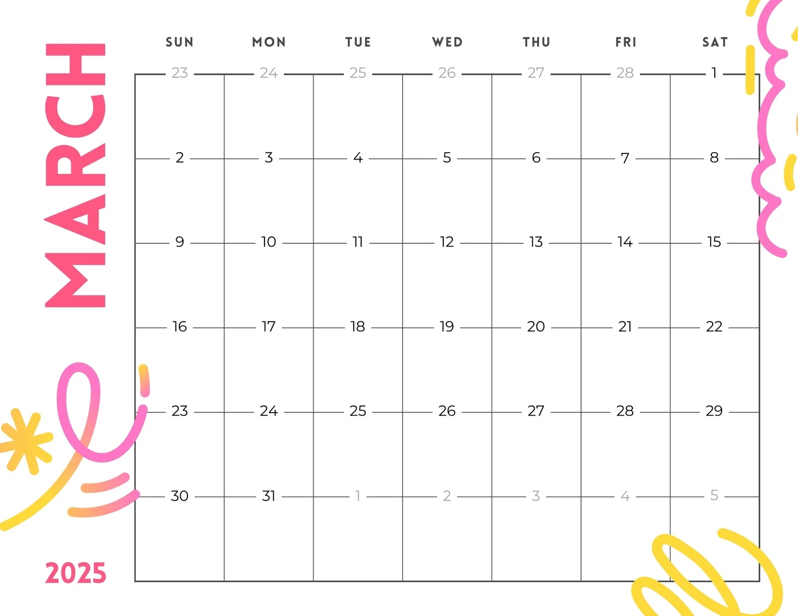 2025 Blank Meme Calendar