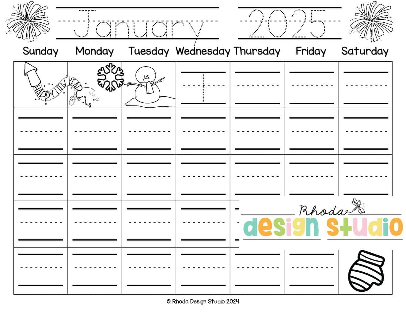 Free Printable Blank Calendar Design 2025