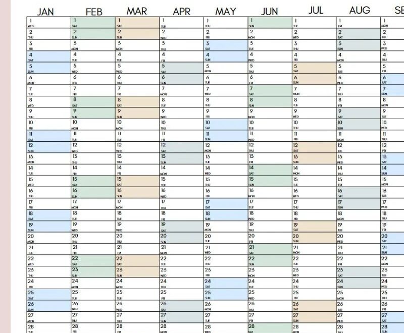 Full Year Calendar 2025 2025 Monthly Planner 2025 Rainbow Yearly Calendar Calendar Printable 2025 Wall Planner Wall Calendar 2025 Etsy
