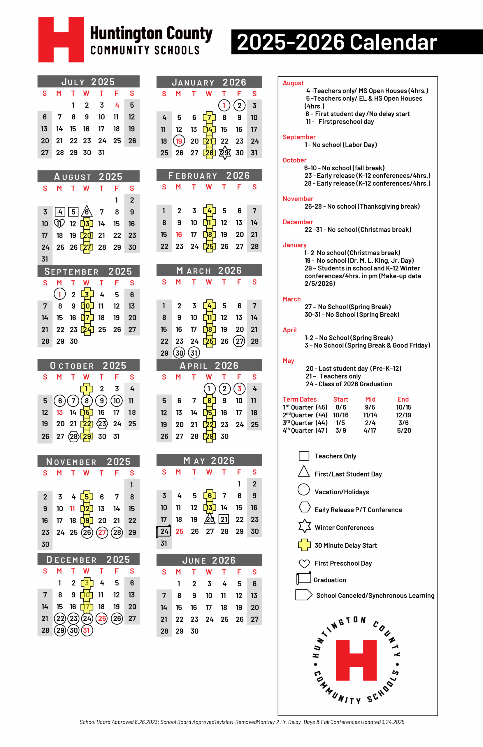 Blank School Calendar 2025 To 2026