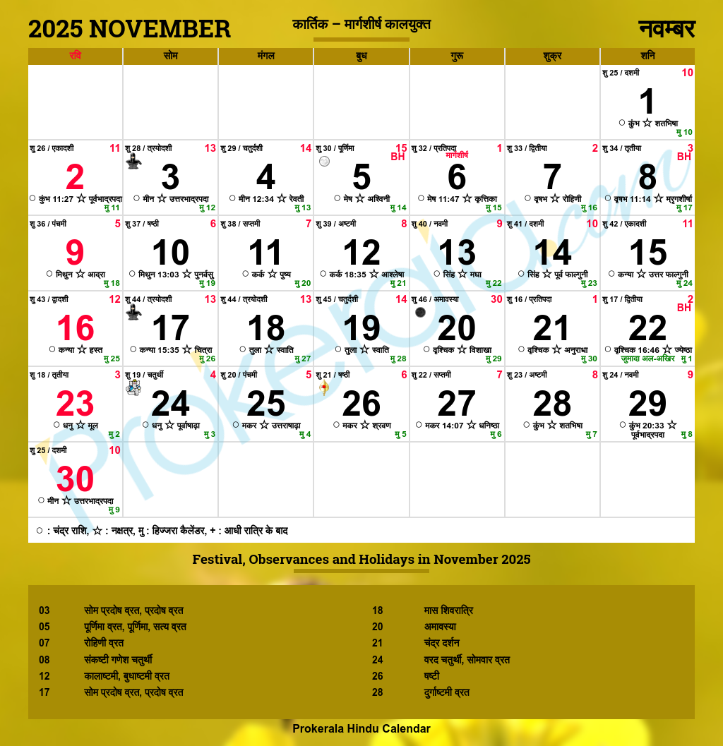 Hindu Calendar 2025 Festivals Auspicious Days Important Dates