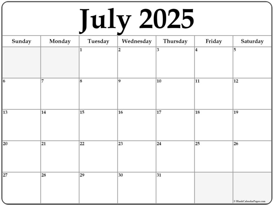 July 2025 Calendar Free Printable Calendars