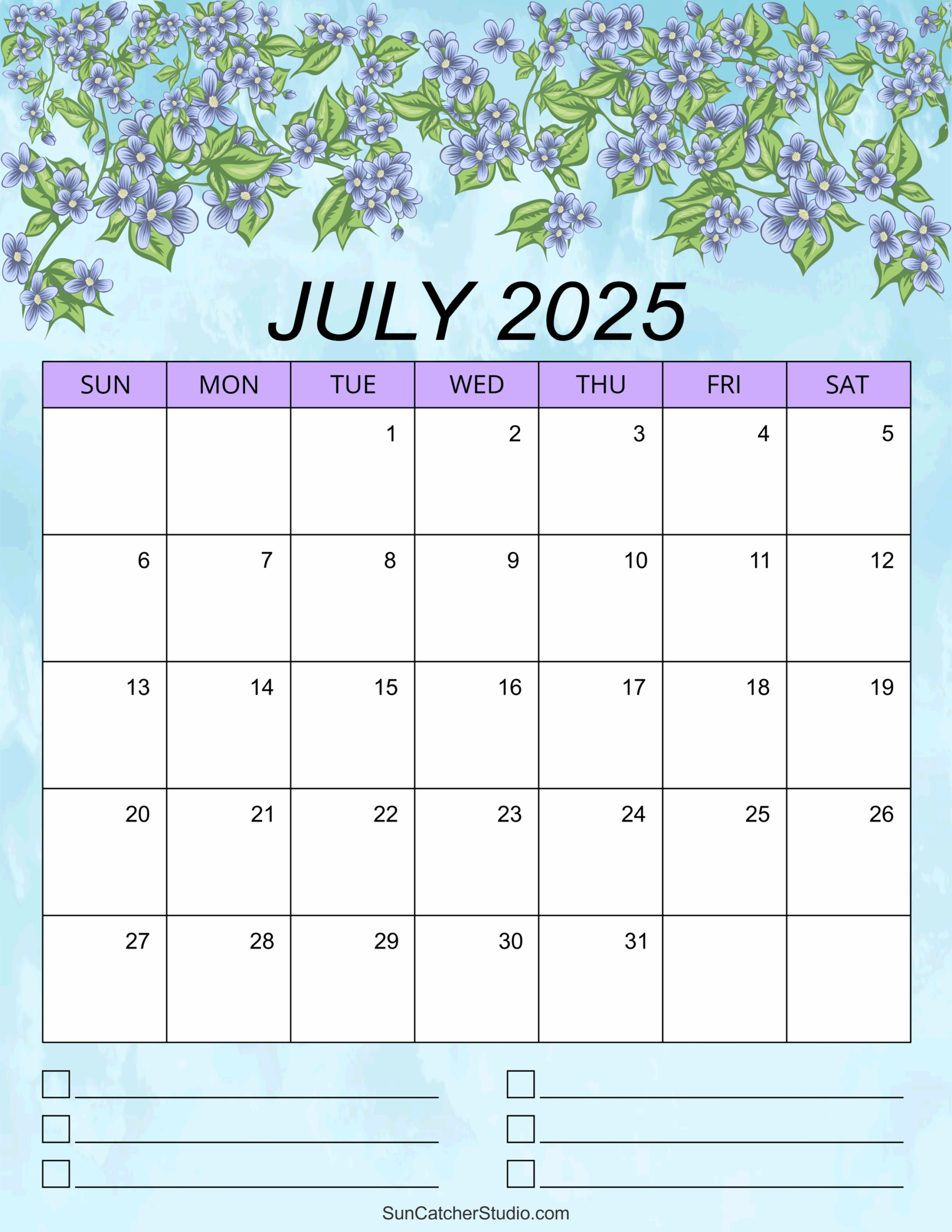 Blank Calendar 2025 Portrait