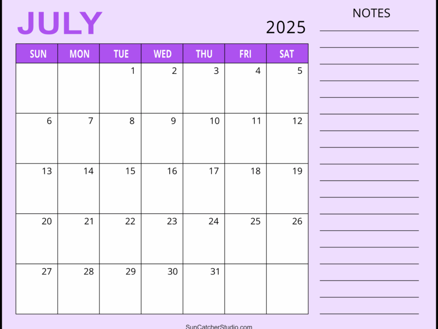 July 2025 Calendar Free Printable Free Printables Monograms Design Tools Patterns DIY Projects