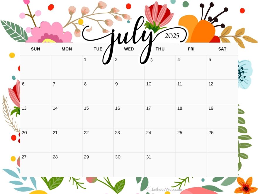 July 2025 Calendar Printables EntheosWeb