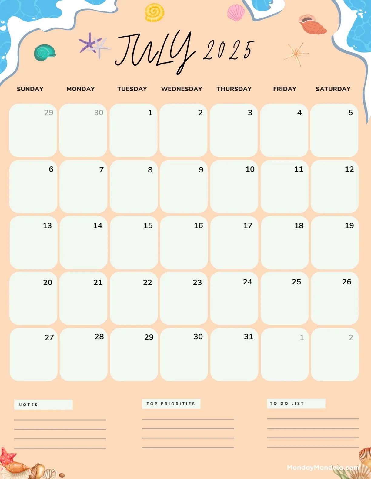July 2025 Printable Calendar 52 Free PDF Printables 
