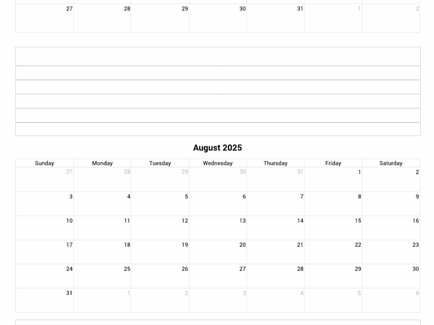 July And August 2025 Calendar Custom Calendar Maker