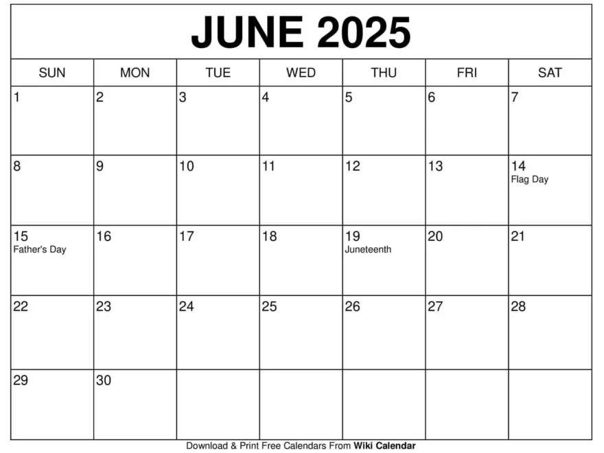 June 2025 Calendar Printable Templates More