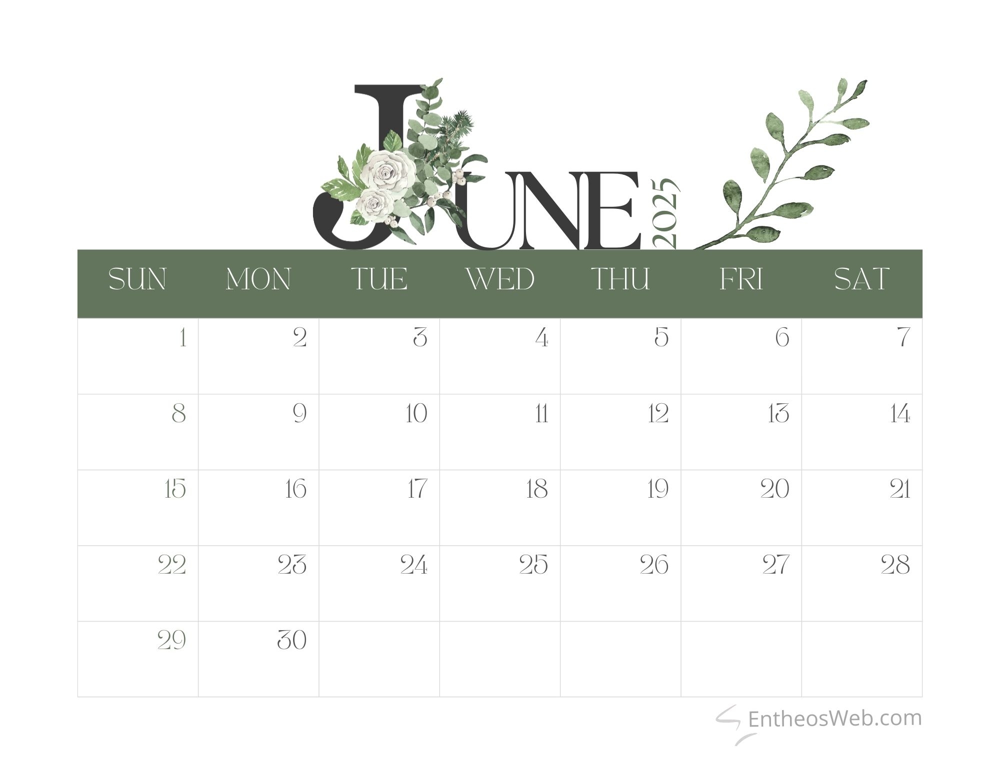 June 2025 Calendar Printables EntheosWeb