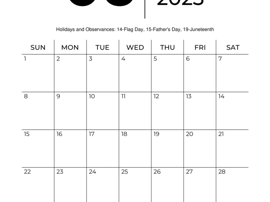 June 2025 Calendars Free Printable Fillable