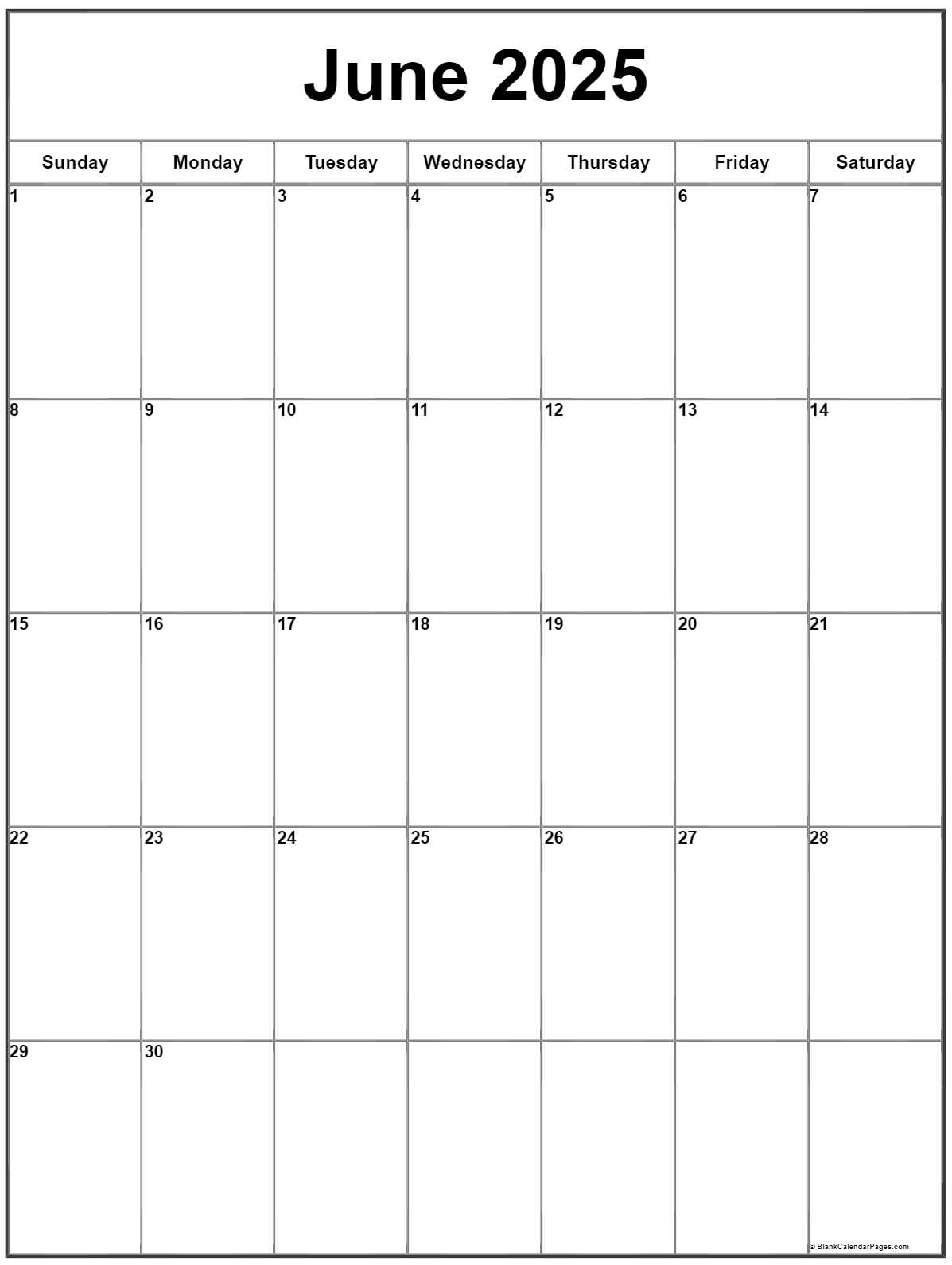 Blank Yearly Calendar 2025 Vertical Format