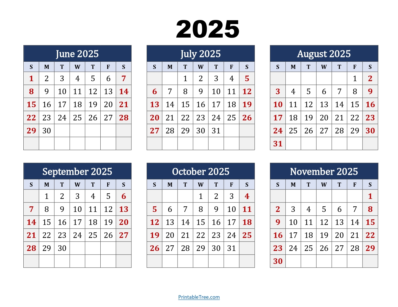 Blank Calendar 2025 Nov