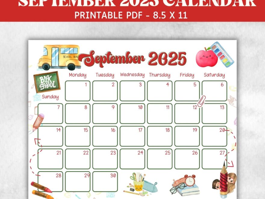 Kid September 2025 Calendar Printable 2025 Calendar Homeschool Preschool Calendar Board Children Monthly Planner Back To School Calendar Etsy