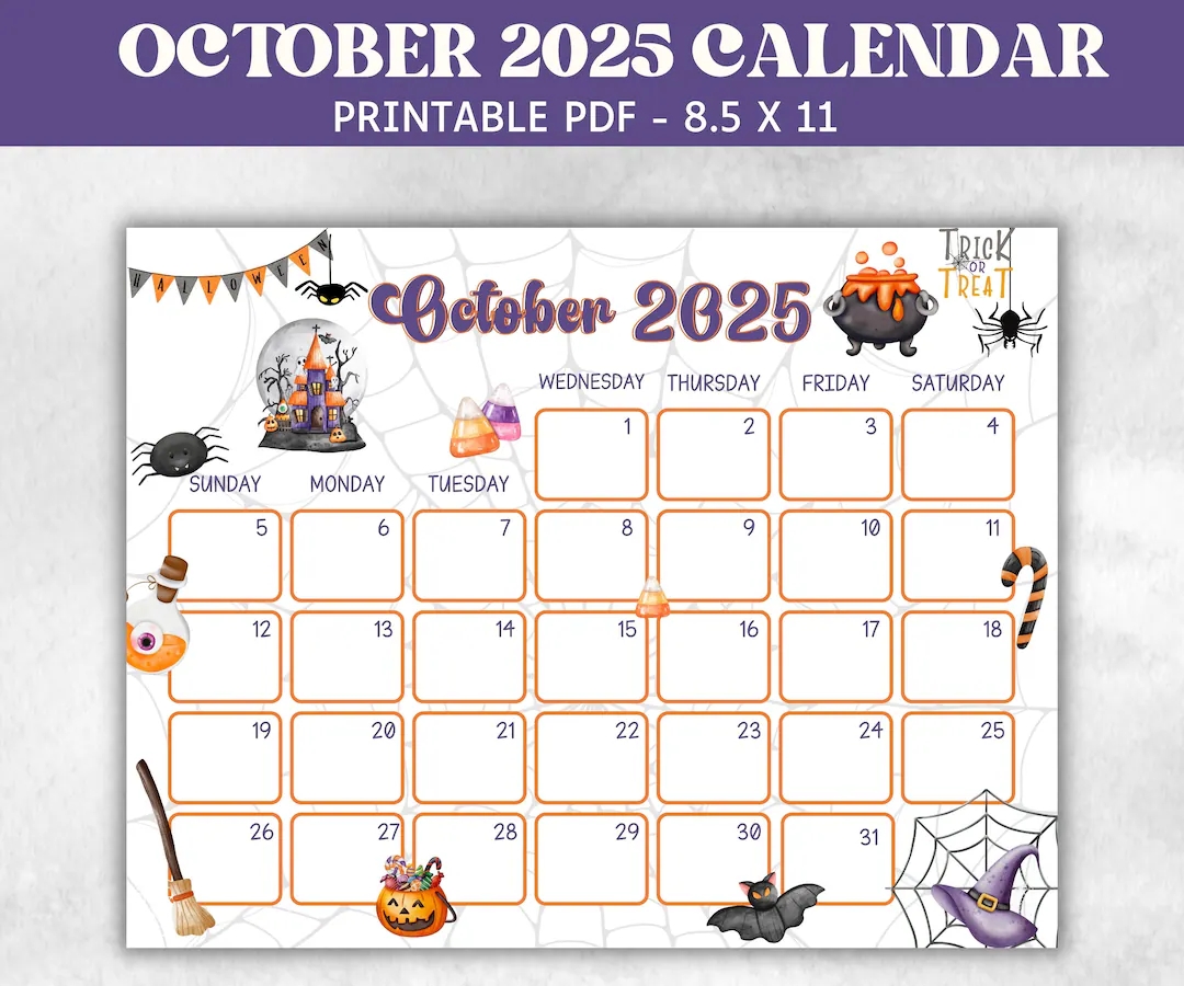Kids October 2025 Calendar Printable 2025 Calendar Homeschool Preschool Calendar Board Children s Monthly Planner Halloween Calendar Etsy