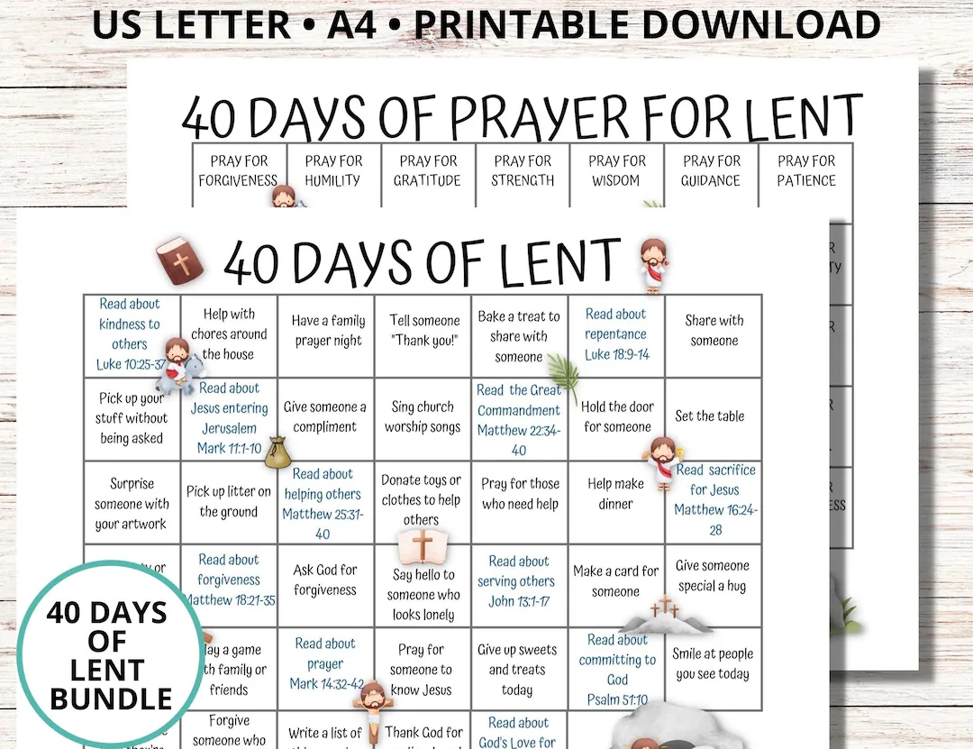 Lent Calendar 2025 40 Days Of Prayer Lent Lenten Calendar For Kids Activities For Lent Daily Prayer For Lent Catholic Christian Easter Etsy Finland