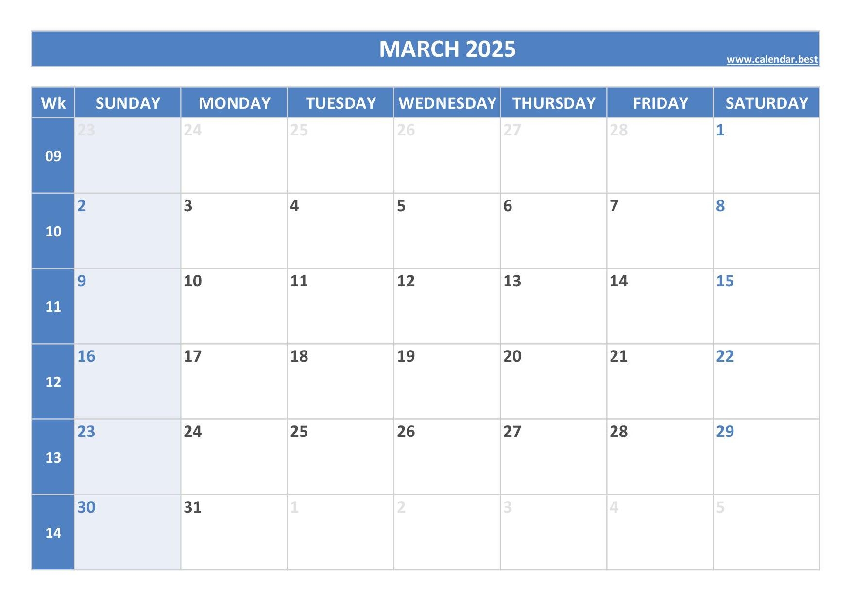 March 2025 Calendar Calendar best