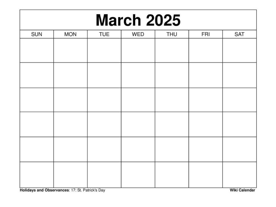 March 2025 Calendar Printable Templates More