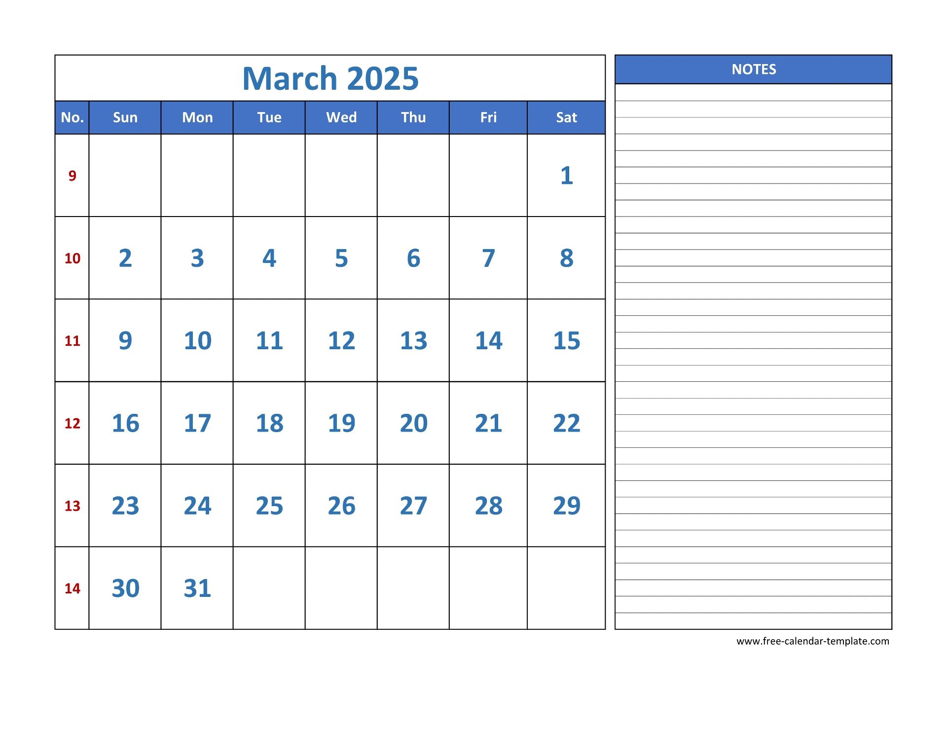 March 2025 Free Calendar Tempplate Free calendar template