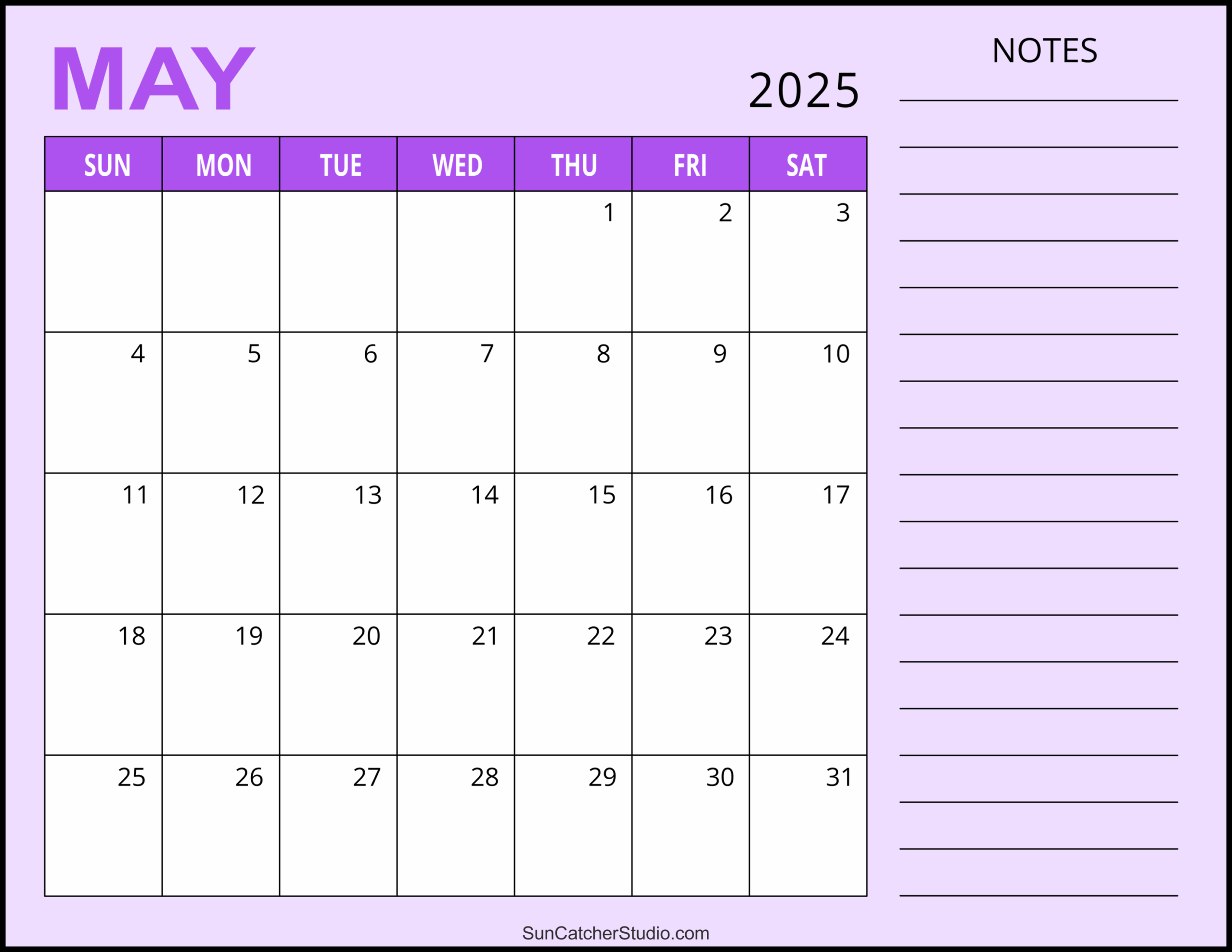 Blank Monthly Printable Calendar 2025