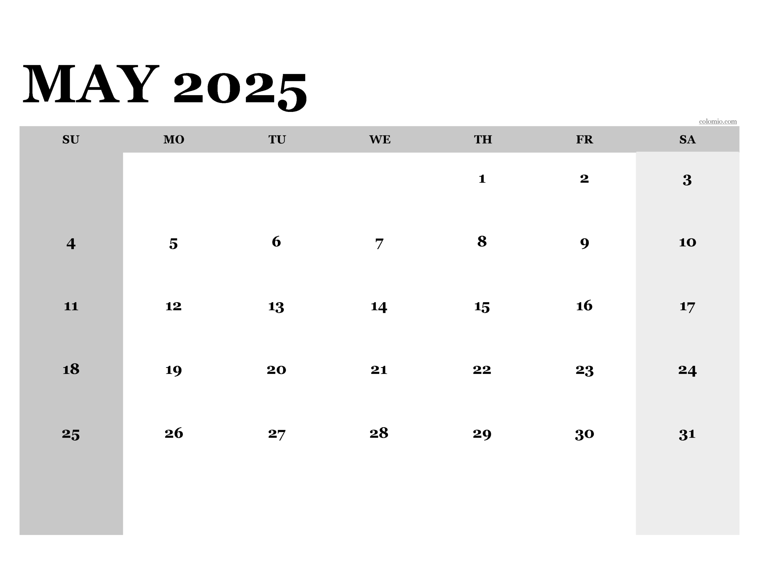 Printable Calendar Blank 2025