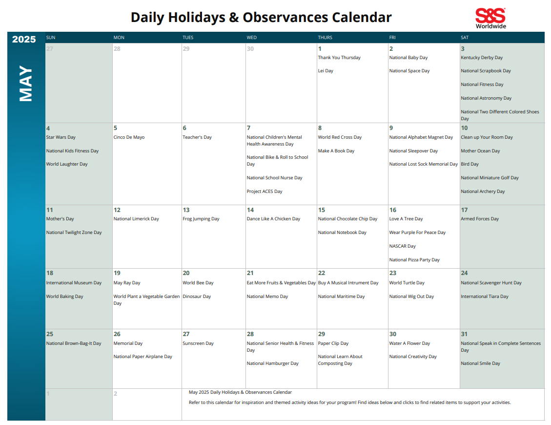 2025 Blank Event Calendar