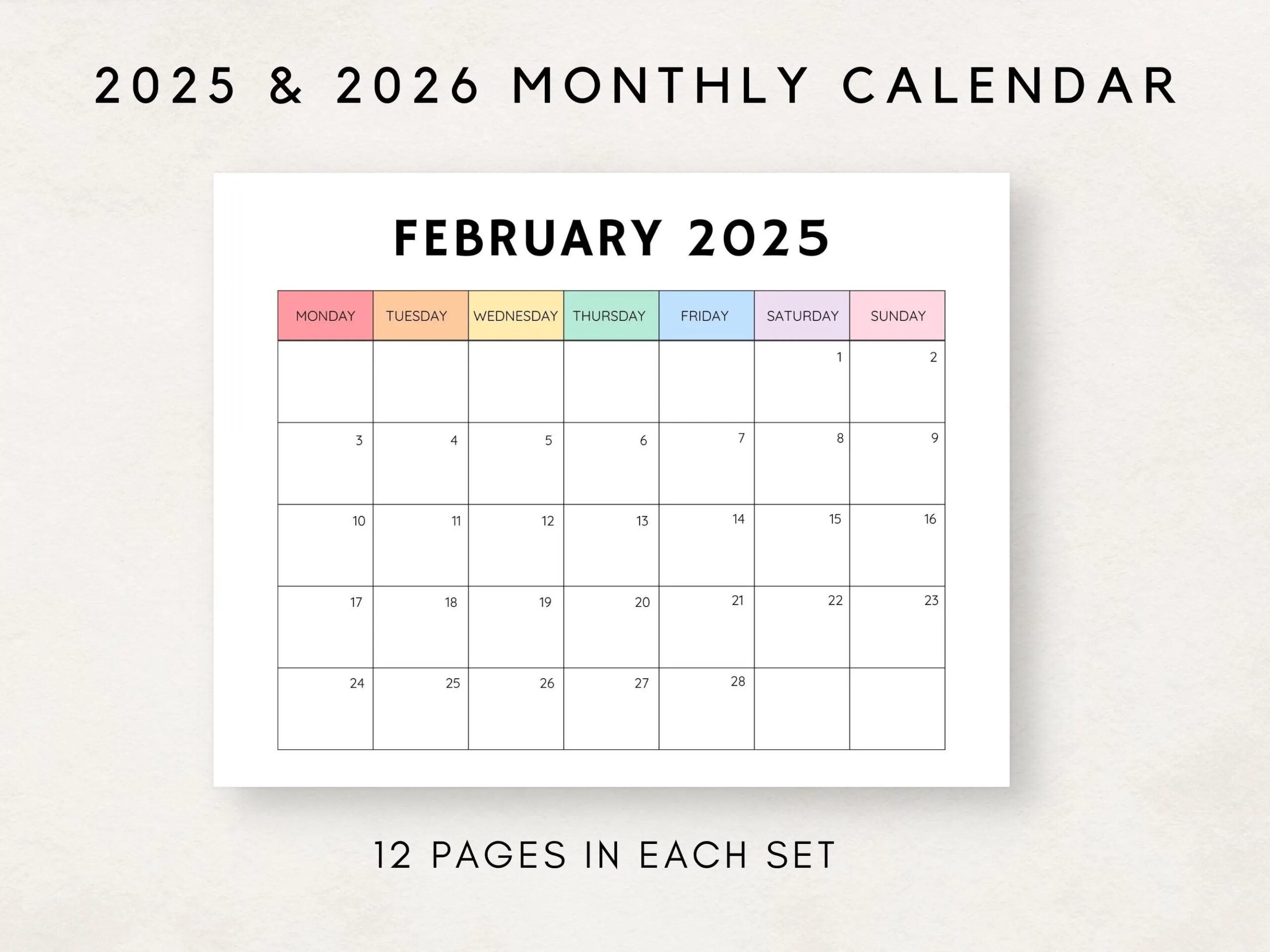 2025 To 2026 Blank Calendar