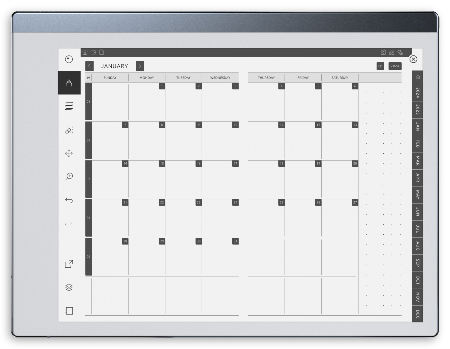 Monthly Calendar 2025 2030 For ReMarkable