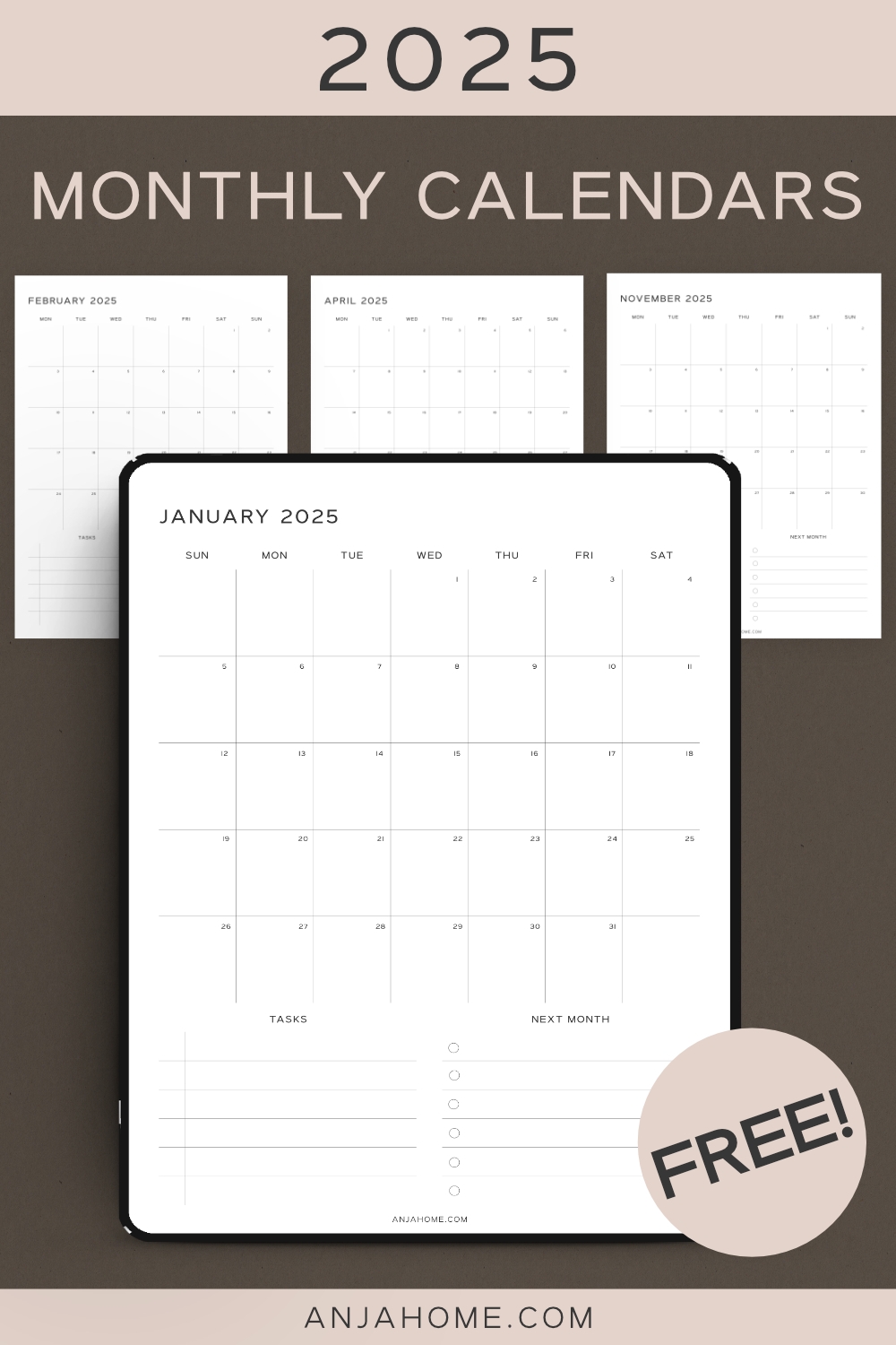 Free Printable Blank Calendar For 2025