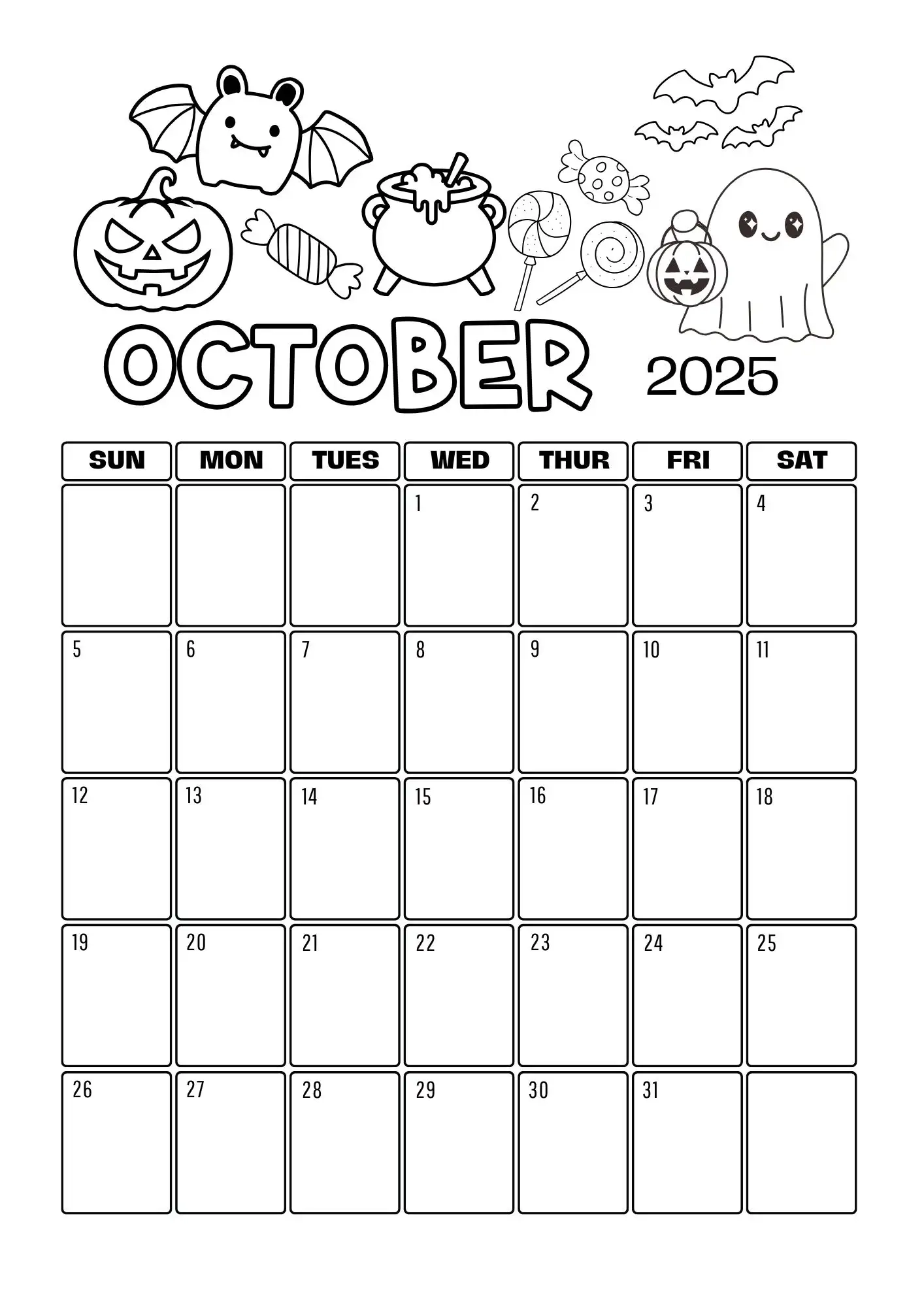 Monthly Colouring Calendar 2025 Printable The Mummy Bubble