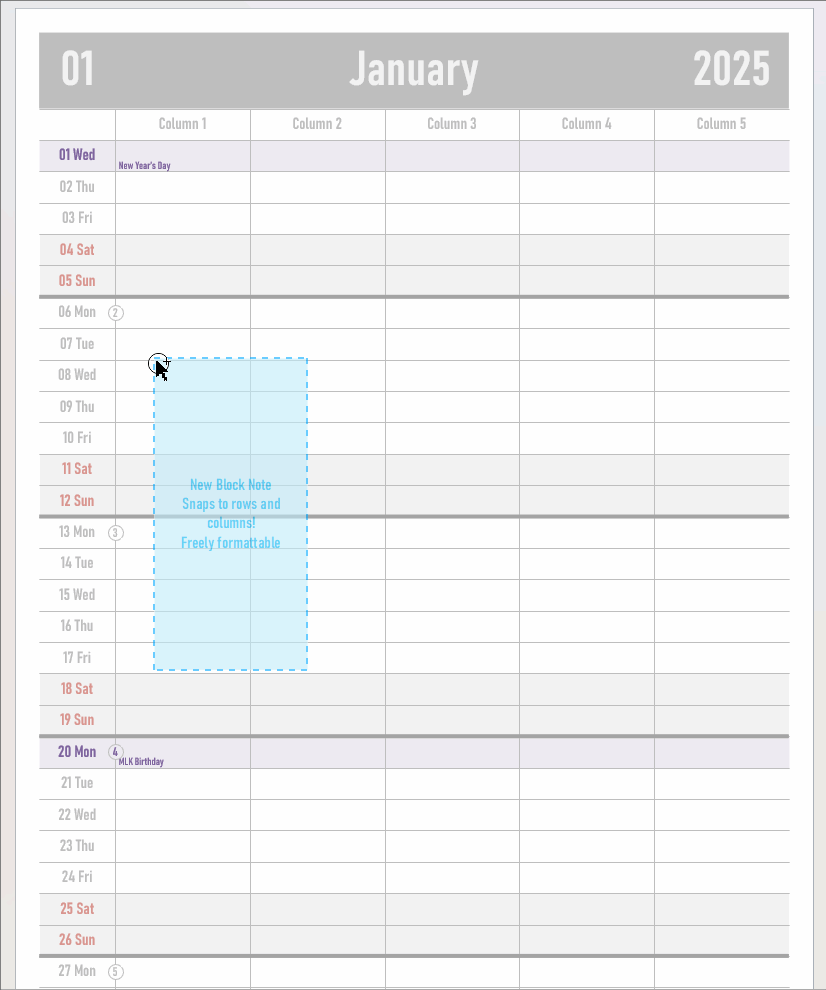 Blank Calendar 2025 With Times