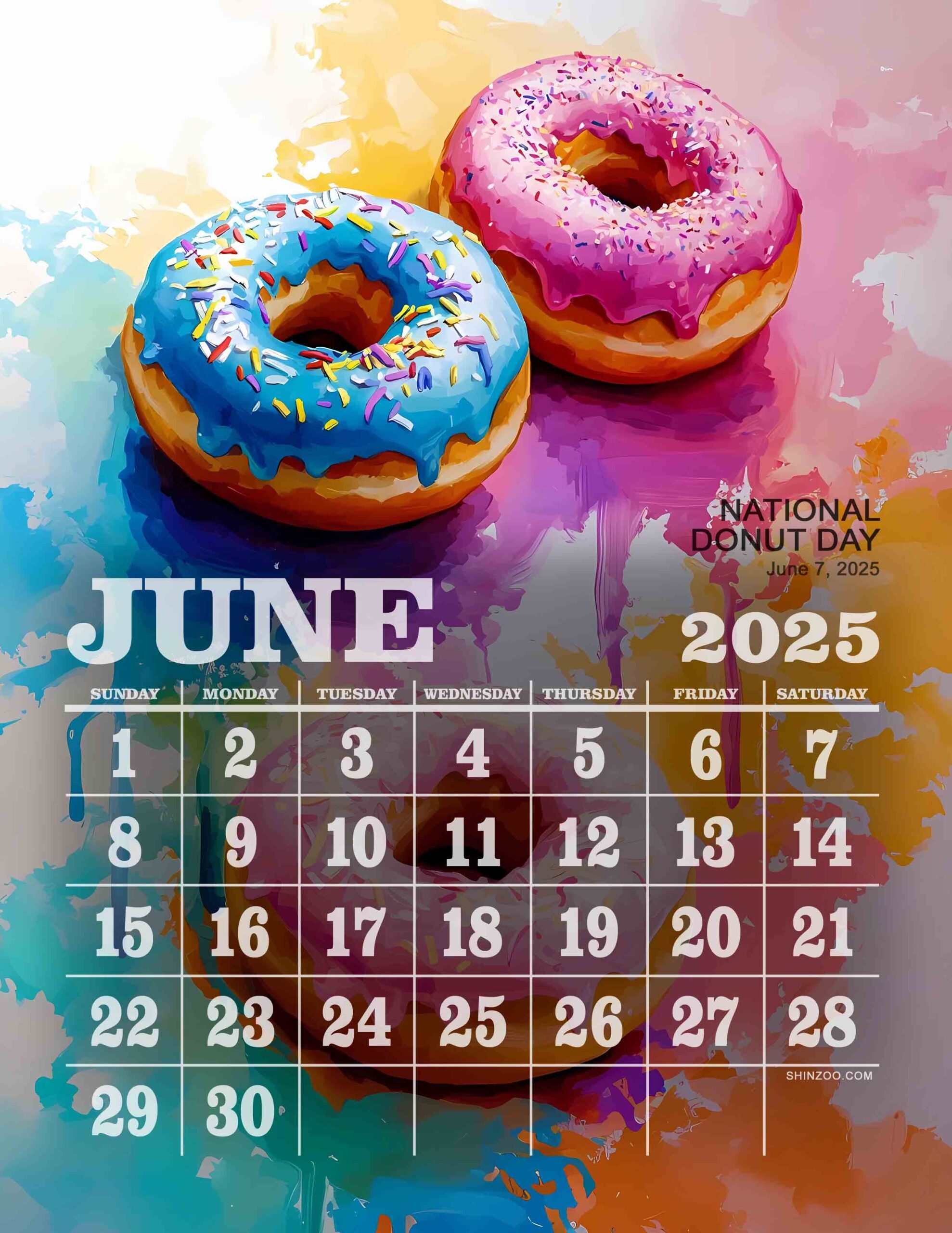 National Donut Day 2025 June Calendar Donut Lover Pastry Calendar Shinzoo