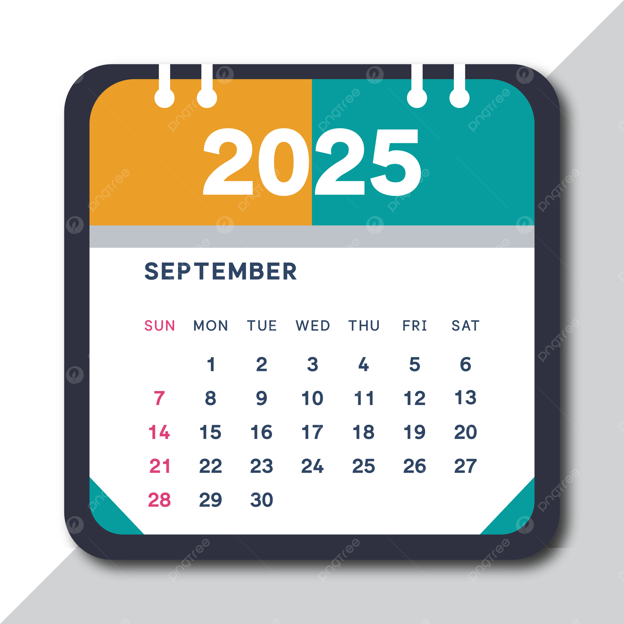 New Calendar September 2025 Vector Template Download On Pngtree
