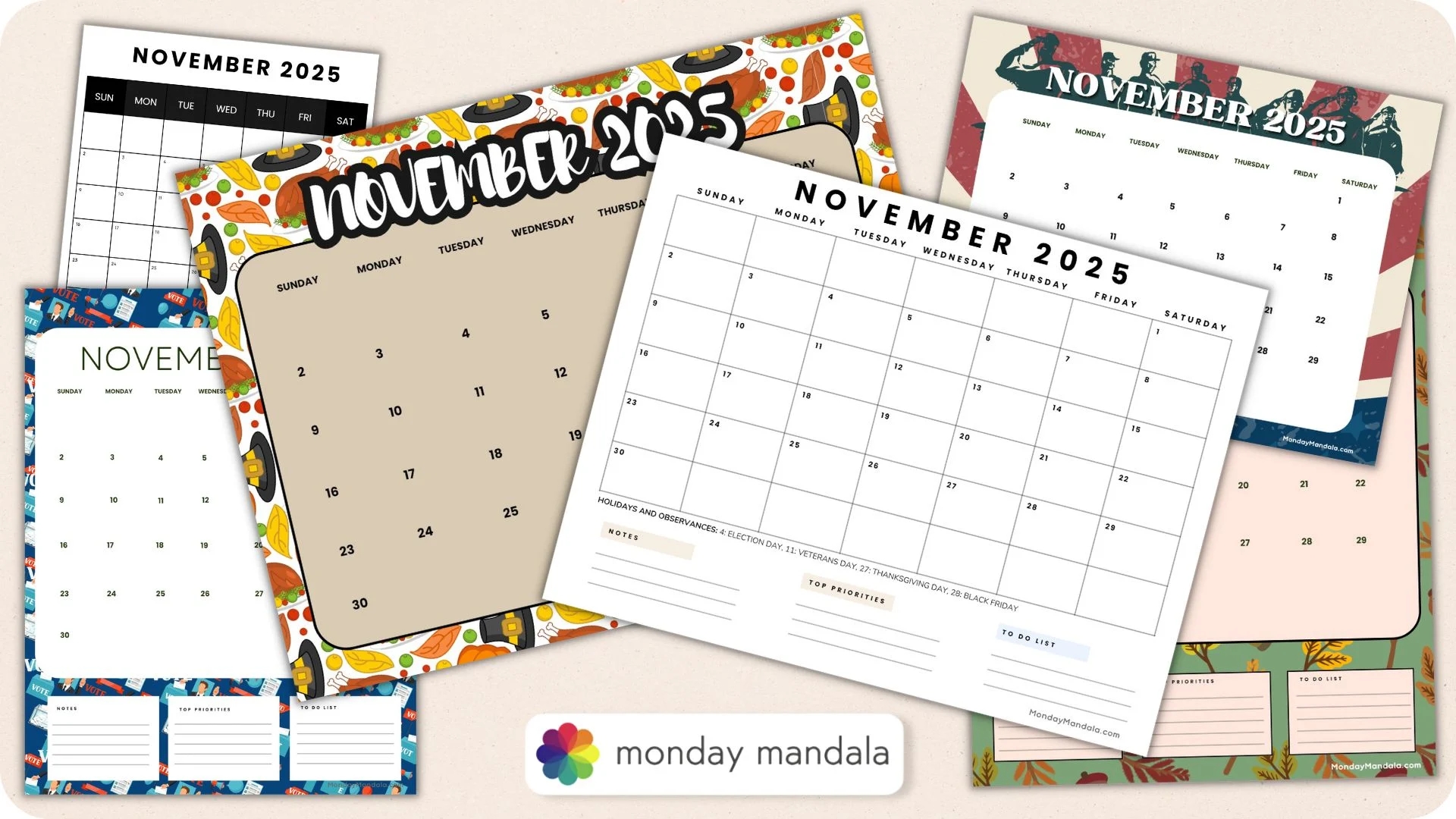 November 2025 Calendar 52 Free PDF Printables 