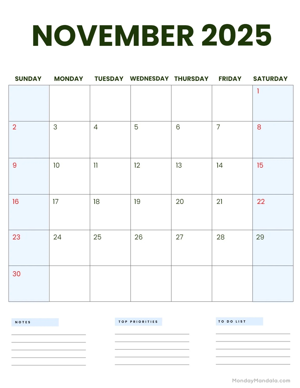 November 2025 Calendar 52 Free PDF Printables 