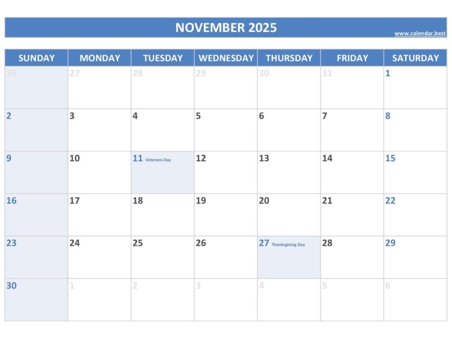 November 2025 Calendar Calendar best