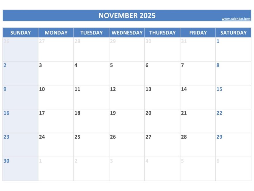 November 2025 Calendar Calendar best