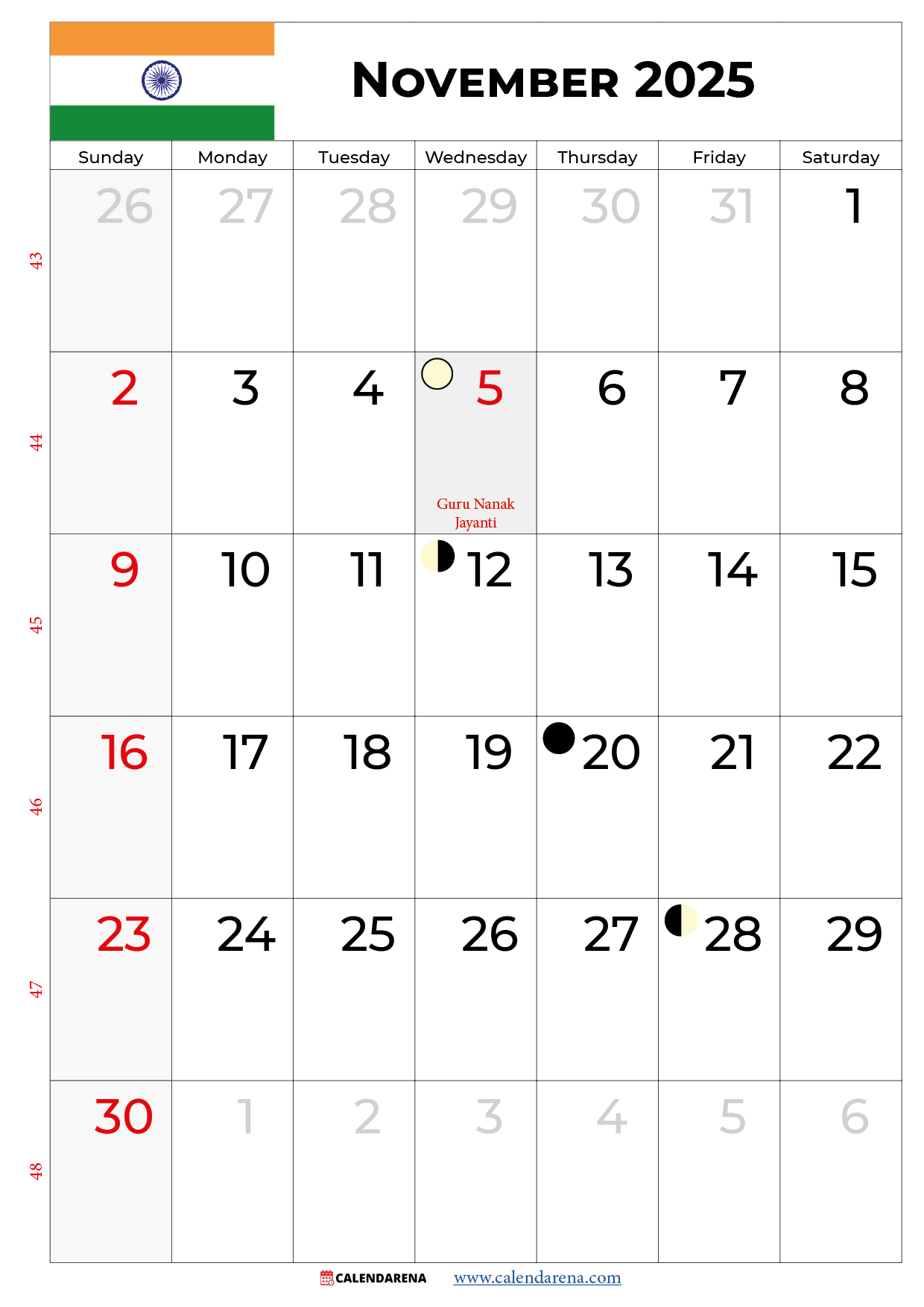 November 2025 Calendar India Download Best Free