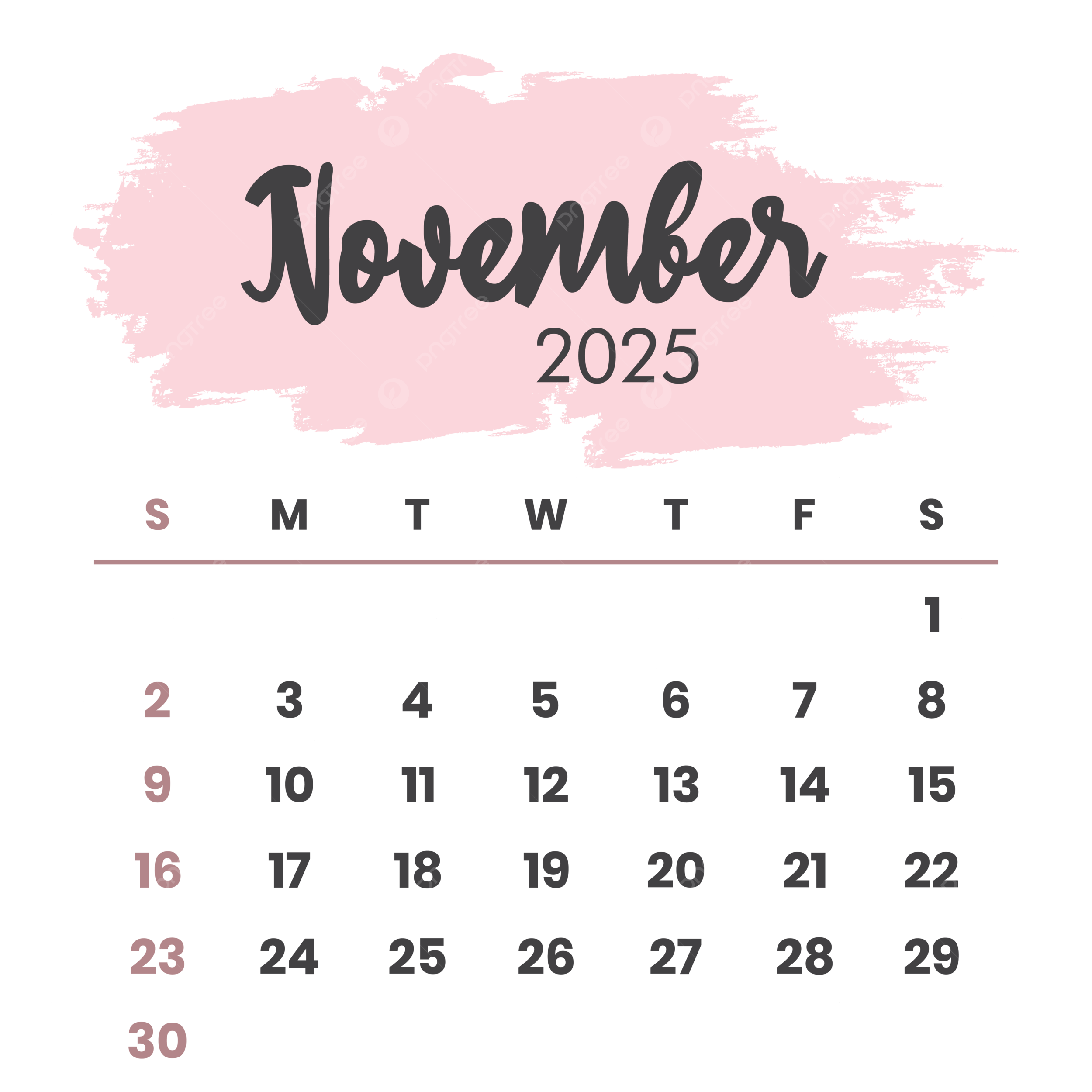 November 2025 Calendar Layout Printable Overlay Organize Task Or Event Vector November 2025 November 2025 Calendar 2025 Calendar PNG And Vector With Transparent Background For Free Download