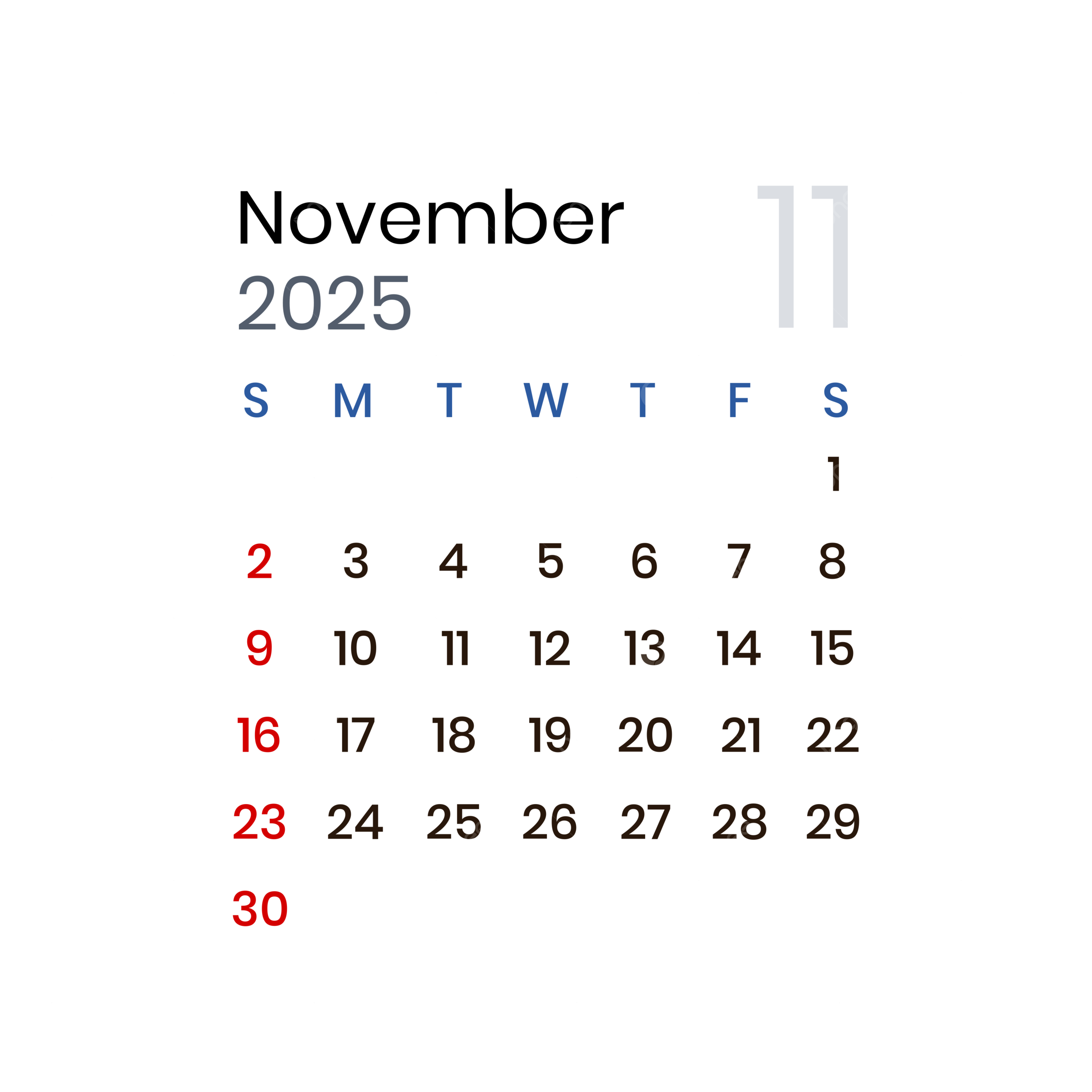 November 2025 Calendar