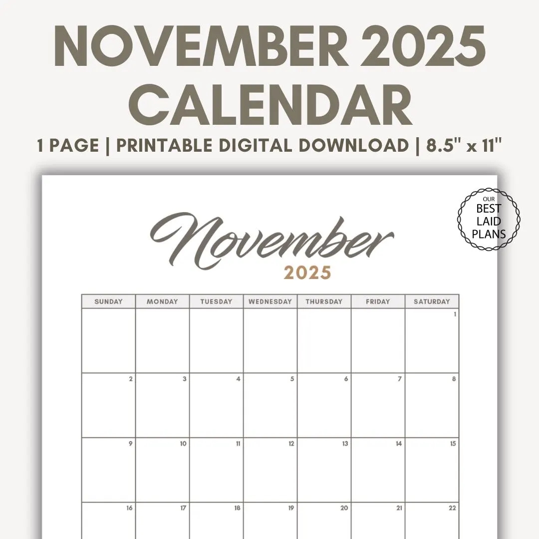 November 2025 Calendar Printable PDF November 2025 Page November 2025 Boho November Calendar 2025 Cute Calendar Nov Cal Digital Download Etsy
