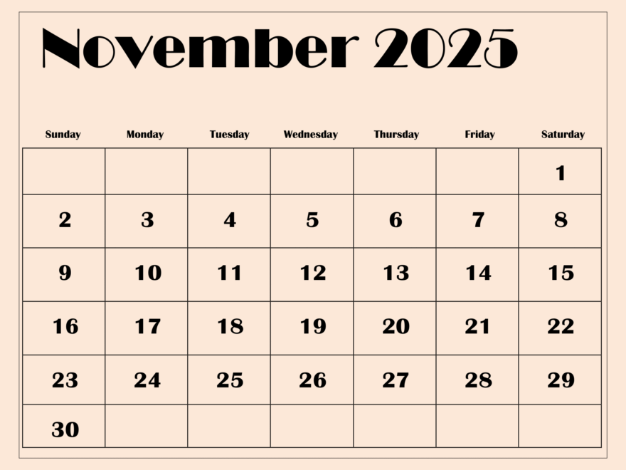 November 2025 Calendar Printable PDF Template With Holidays