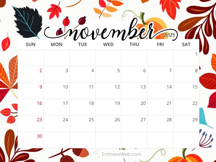 November 2025 Calendar Printables EntheosWeb